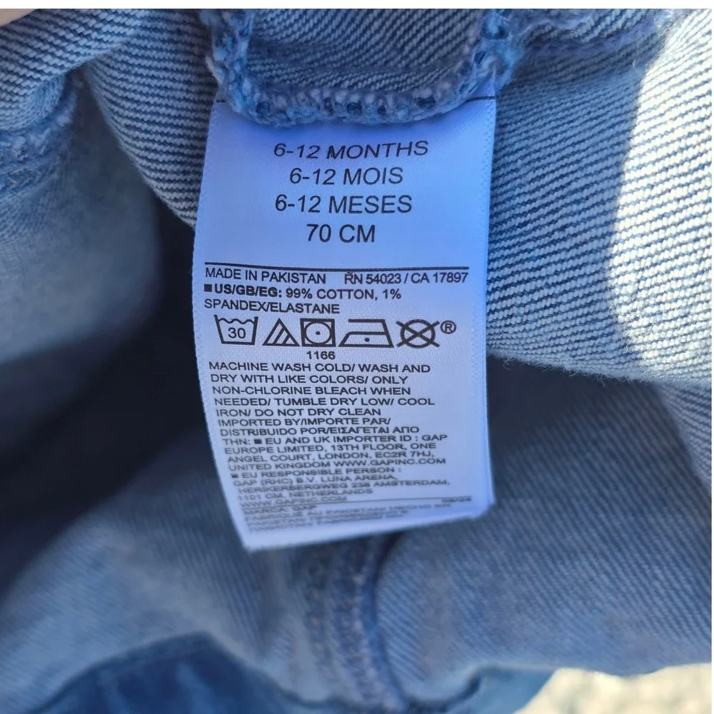 Baby Gap Denim Heart Jumper Dress Blue Medium Wash 6-12 Months Snap Back